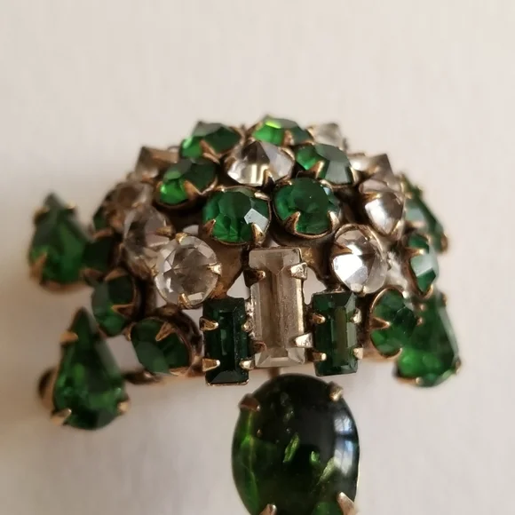Relisted -Vintage turtle brooch trembler Rhinestone pin unsigned Shreiner tortoi - Picture 3 of 13